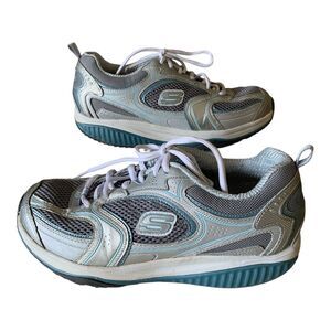 SKECHERS Shape-ups Shoes Sz 7.5 Women's White Silver Athletic Toning Comfort